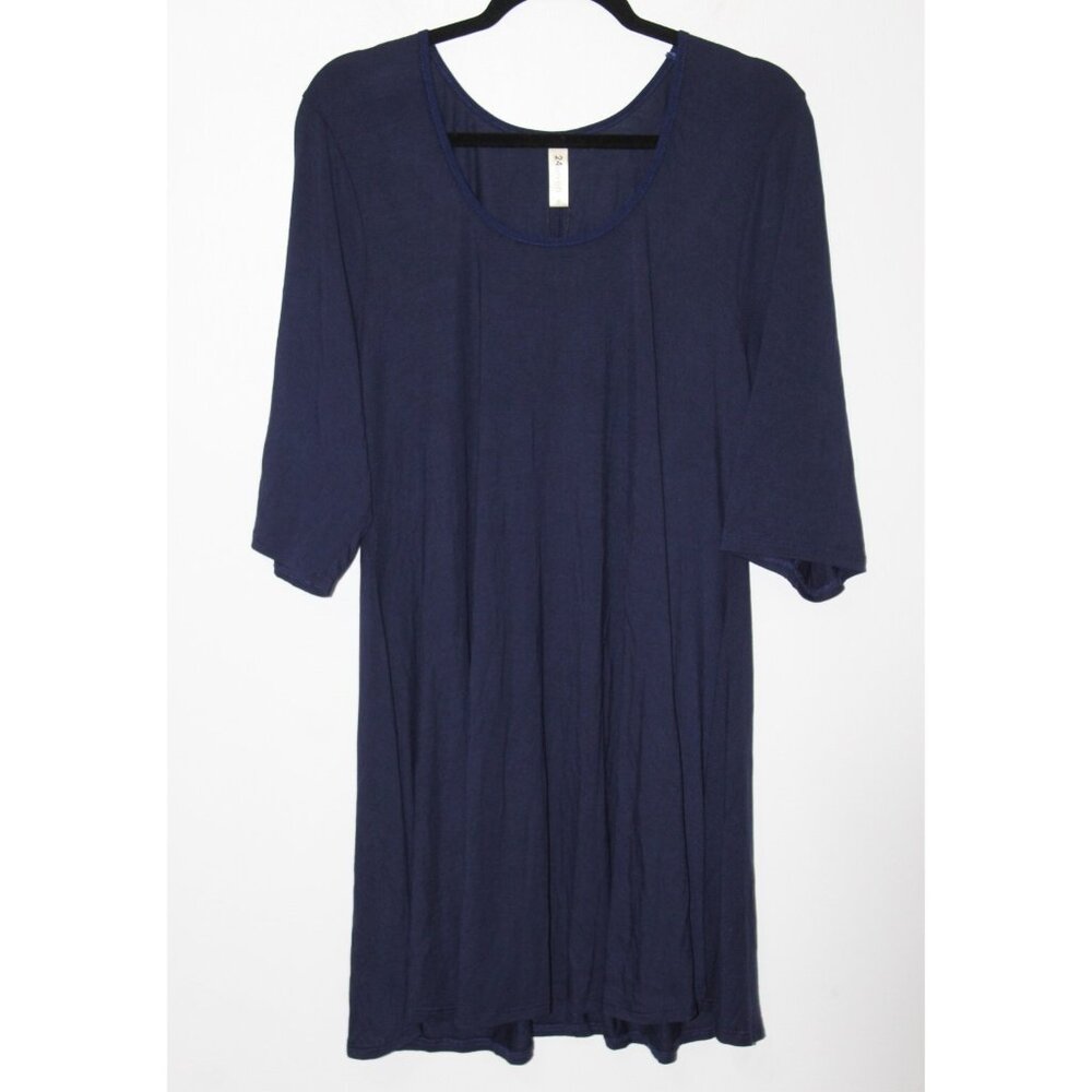 24seven Comfort Womens Blue Half Sleeve Round Neck Stretch Blouse Top 2X NWT